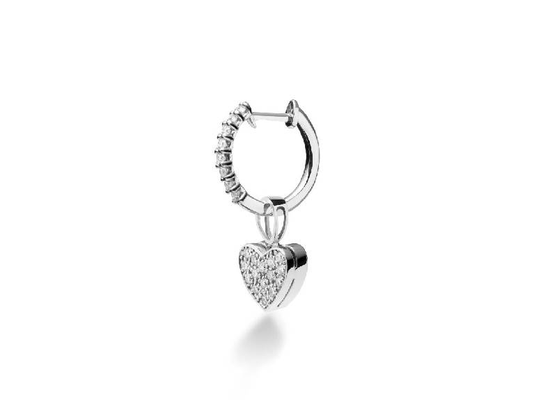 WHITE GOLD MONO EARRING I PAVÉ HEART LE BEBE' LBB541